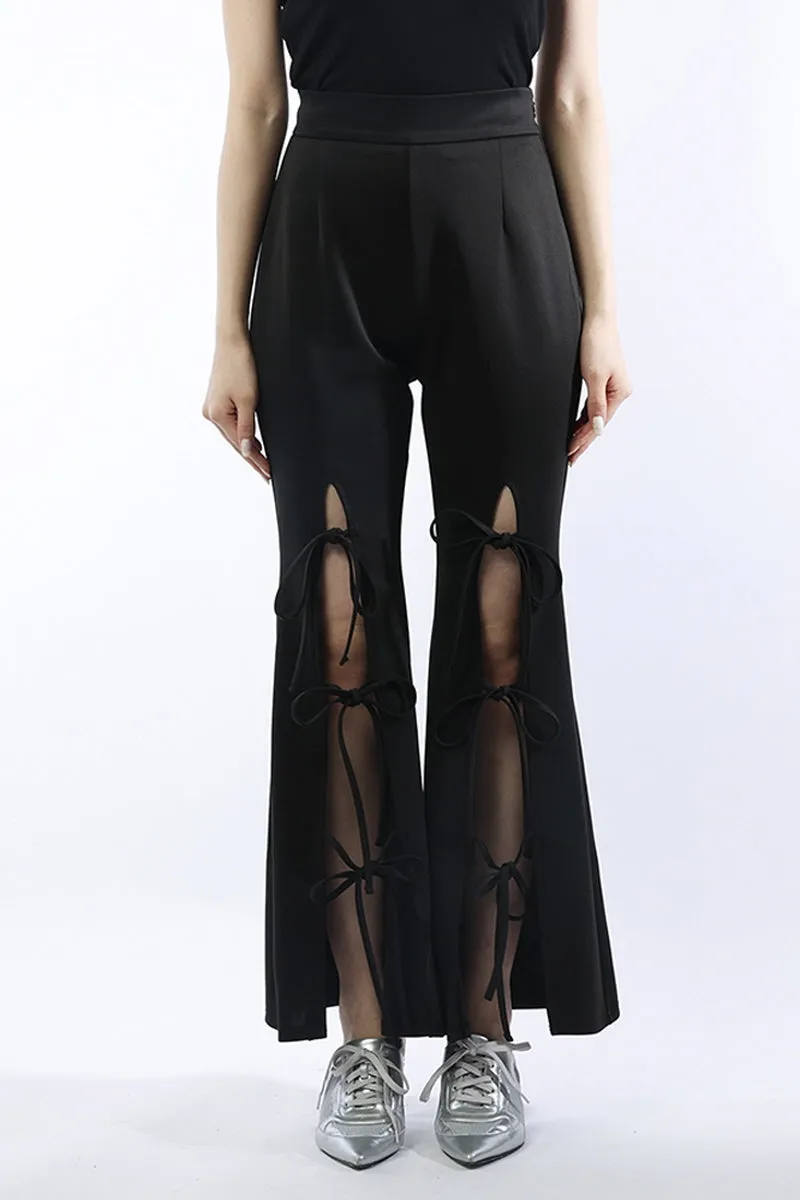 Triple Bow Slit Flare Pants