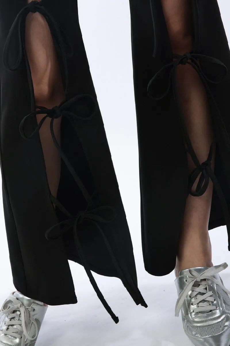 Triple Bow Slit Flare Pants