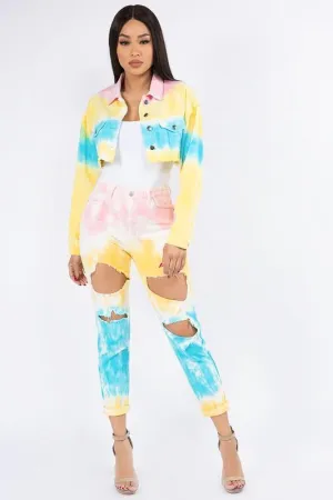TYEDYE CROP DISSED BACK JACKET
