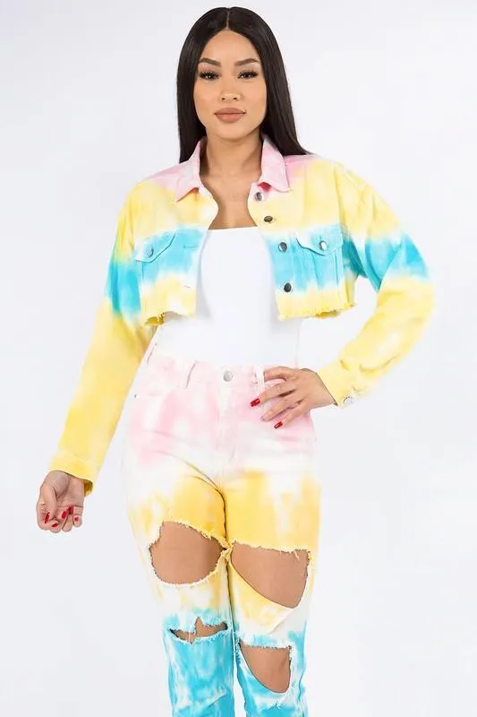 TYEDYE CROP DISSED BACK JACKET