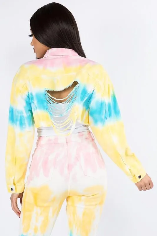 TYEDYE CROP DISSED BACK JACKET