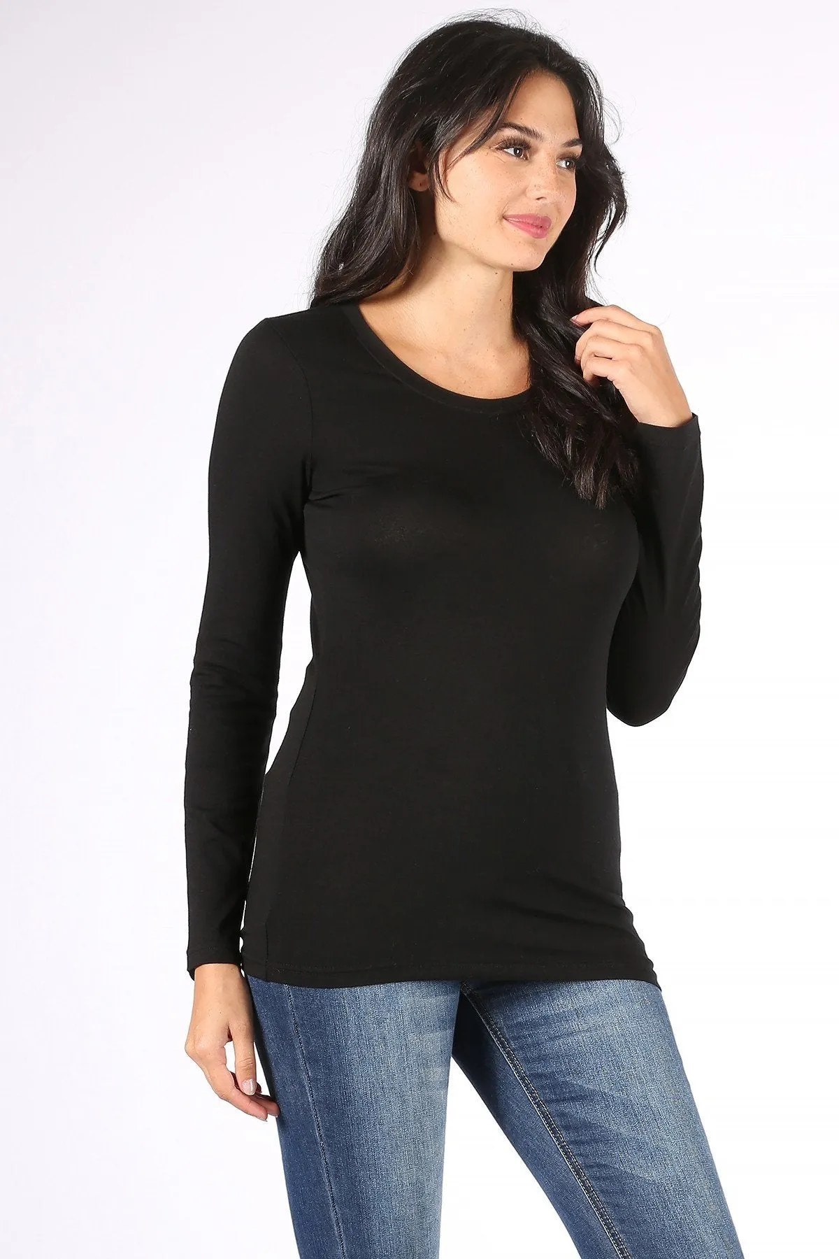 U basic longe sleeve BLACK
