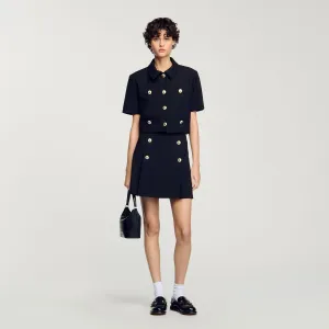 Valeriane Short Pleated Skirt Black