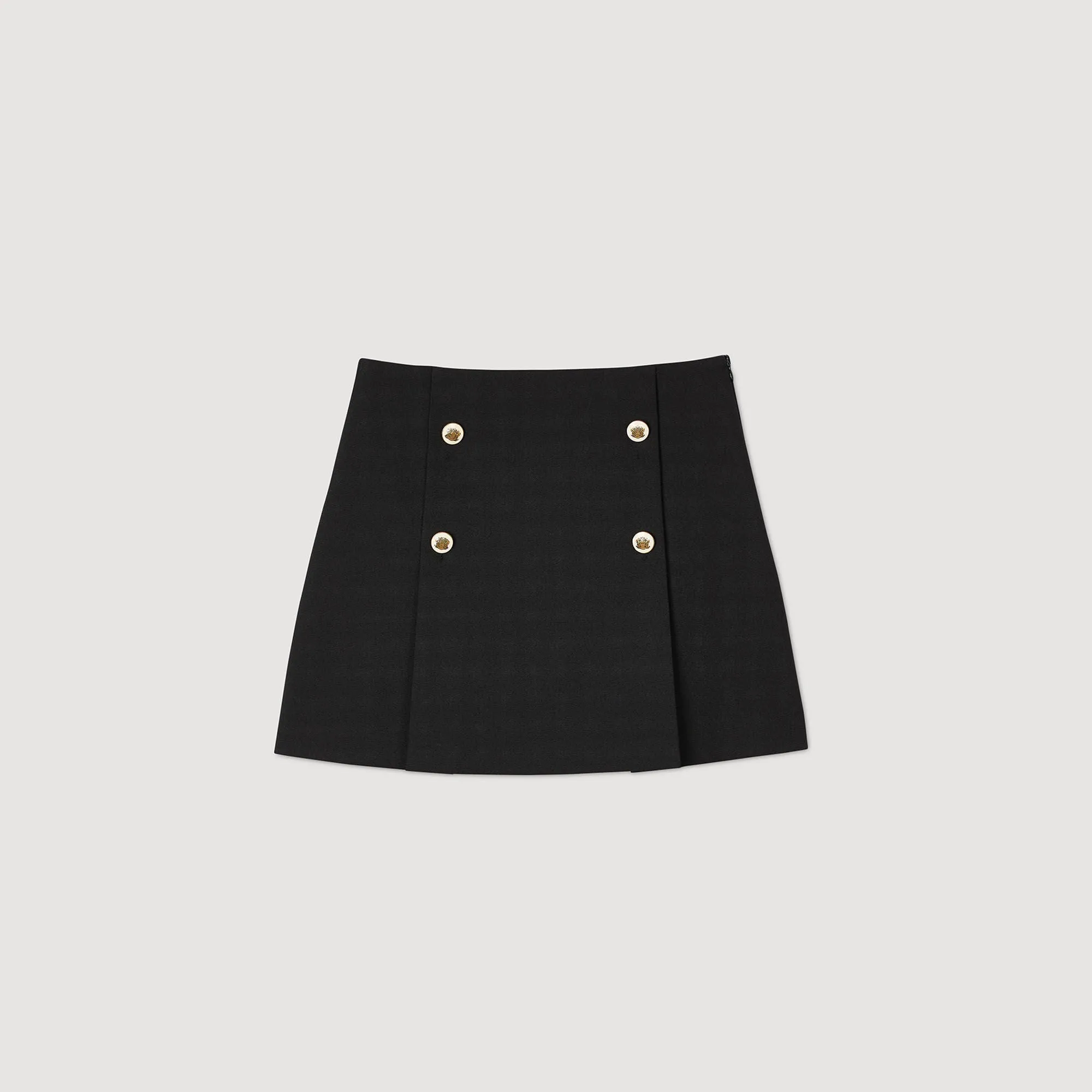 Valeriane Short Pleated Skirt Black