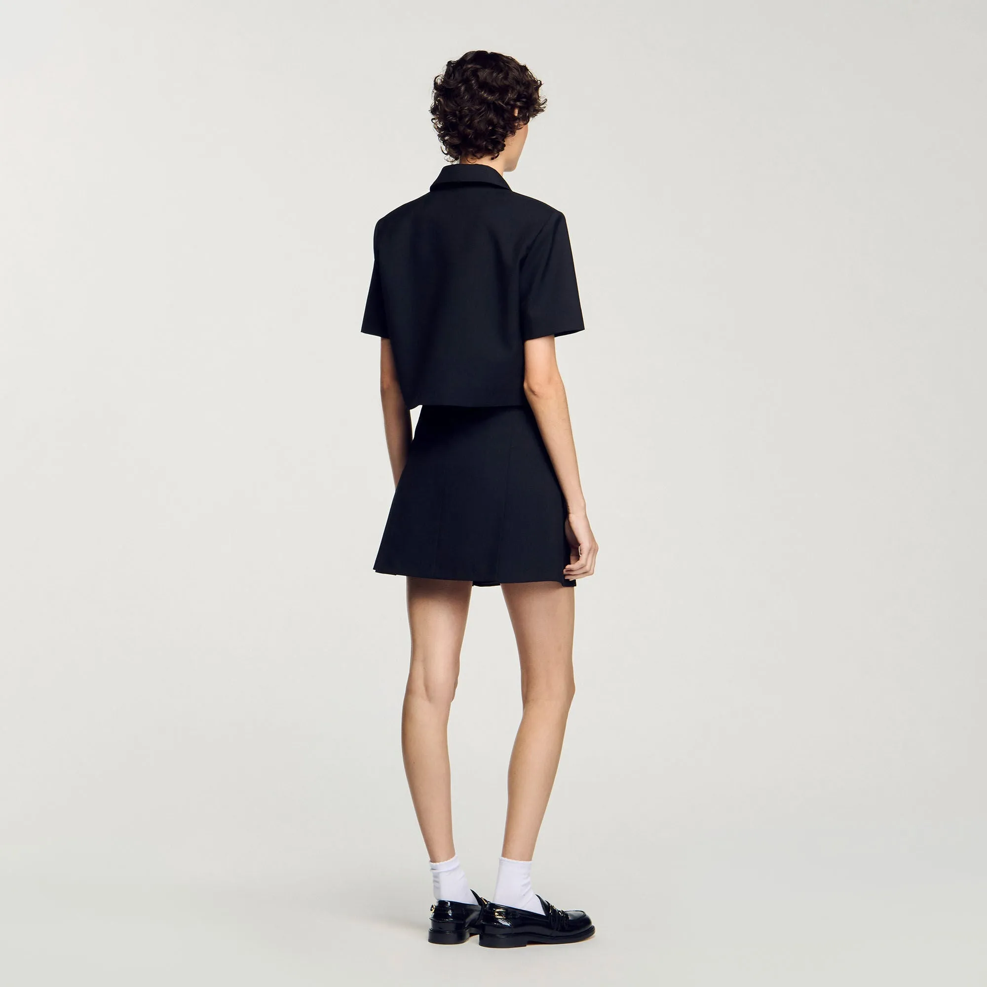 Valeriane Short Pleated Skirt Black