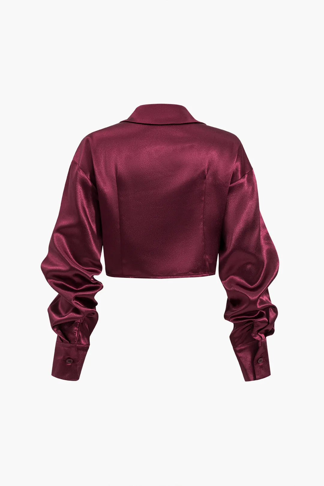 Valetta - Timeless Satin Twist Woman's Long Sleeve Shirt