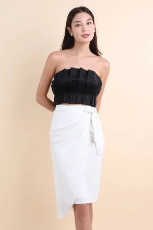 VERA TIE DRAPE SKIRT IN WHITE