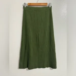 VINCE women’s ribbed dark green midi pull on skirt small boho summer fem…