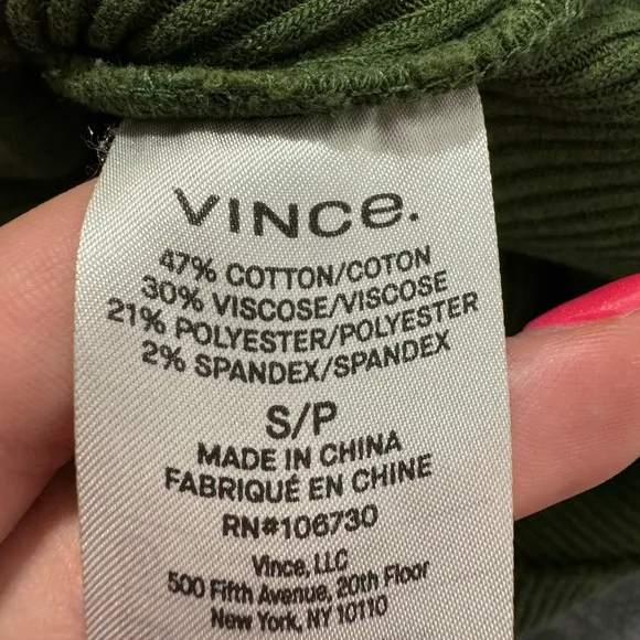 VINCE women’s ribbed dark green midi pull on skirt small boho summer fem…