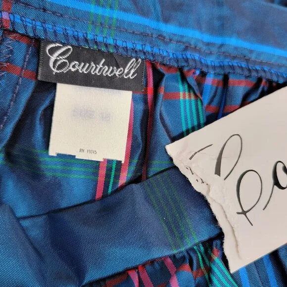 Vintage Courtwell Womens Plaid A-Line Midi Skirt Size 16 Blue Red Career New
