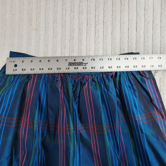 Vintage Courtwell Womens Plaid A-Line Midi Skirt Size 16 Blue Red Career New