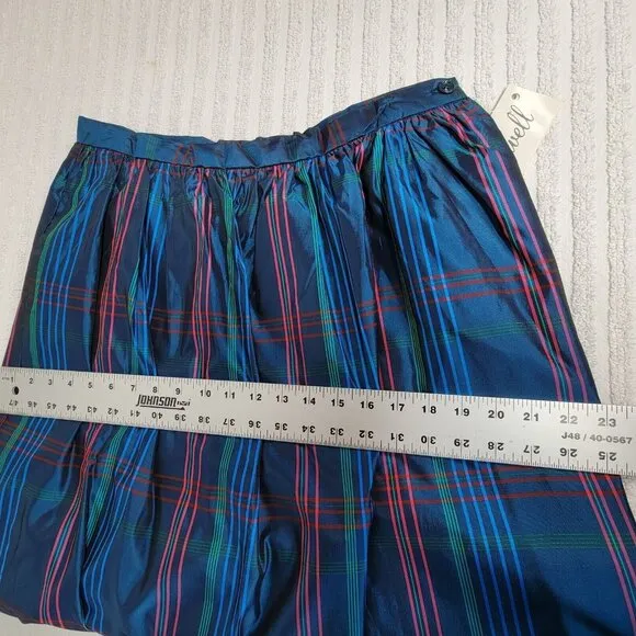 Vintage Courtwell Womens Plaid A-Line Midi Skirt Size 16 Blue Red Career New