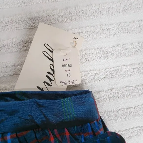 Vintage Courtwell Womens Plaid A-Line Midi Skirt Size 16 Blue Red Career New