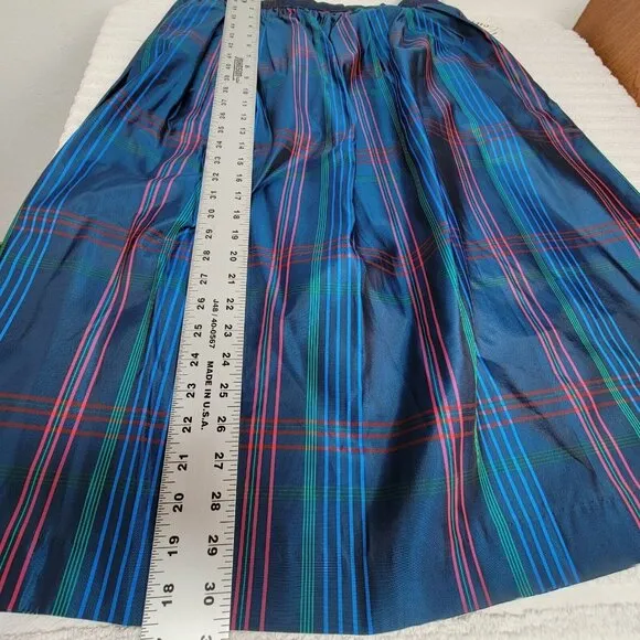 Vintage Courtwell Womens Plaid A-Line Midi Skirt Size 16 Blue Red Career New