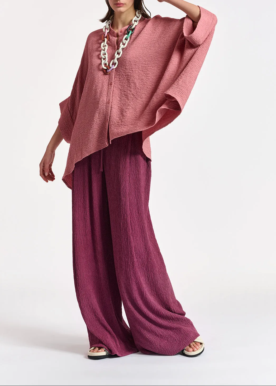 Vintage pink boxy-cut seersucker shirt