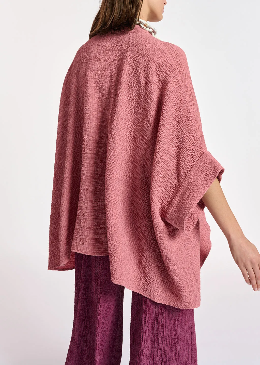 Vintage pink boxy-cut seersucker shirt