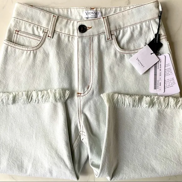 Vionnet Paris fringed premium denim jorts Oxygen Blue 40 IT / 4 US / S