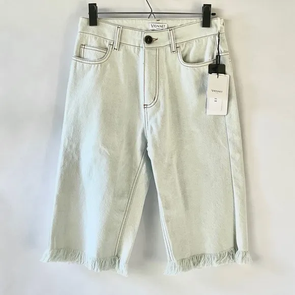 Vionnet Paris fringed premium denim jorts Oxygen Blue 40 IT / 4 US / S