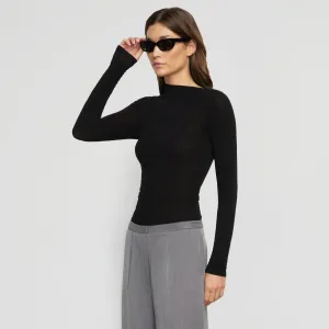 Vittoria Asymmetric-Neck Semi-Sheer Ruched Tee