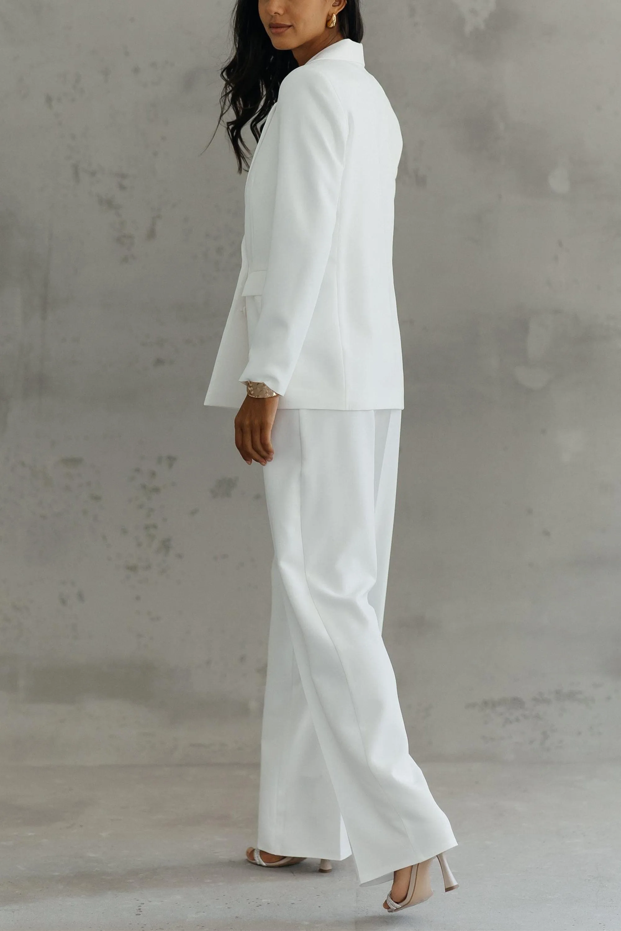 White 3 Piece Double Breasted Business Casual Women Suit