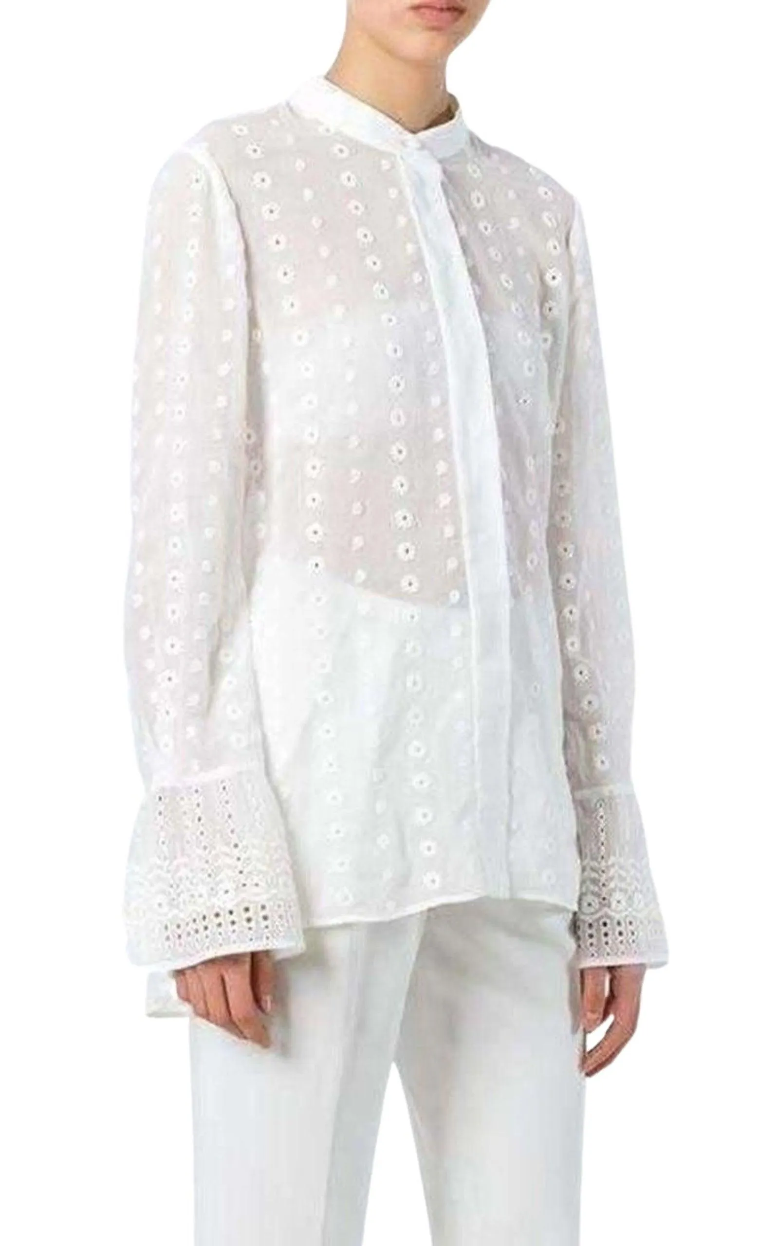 White Cotton Embroidered Shirt