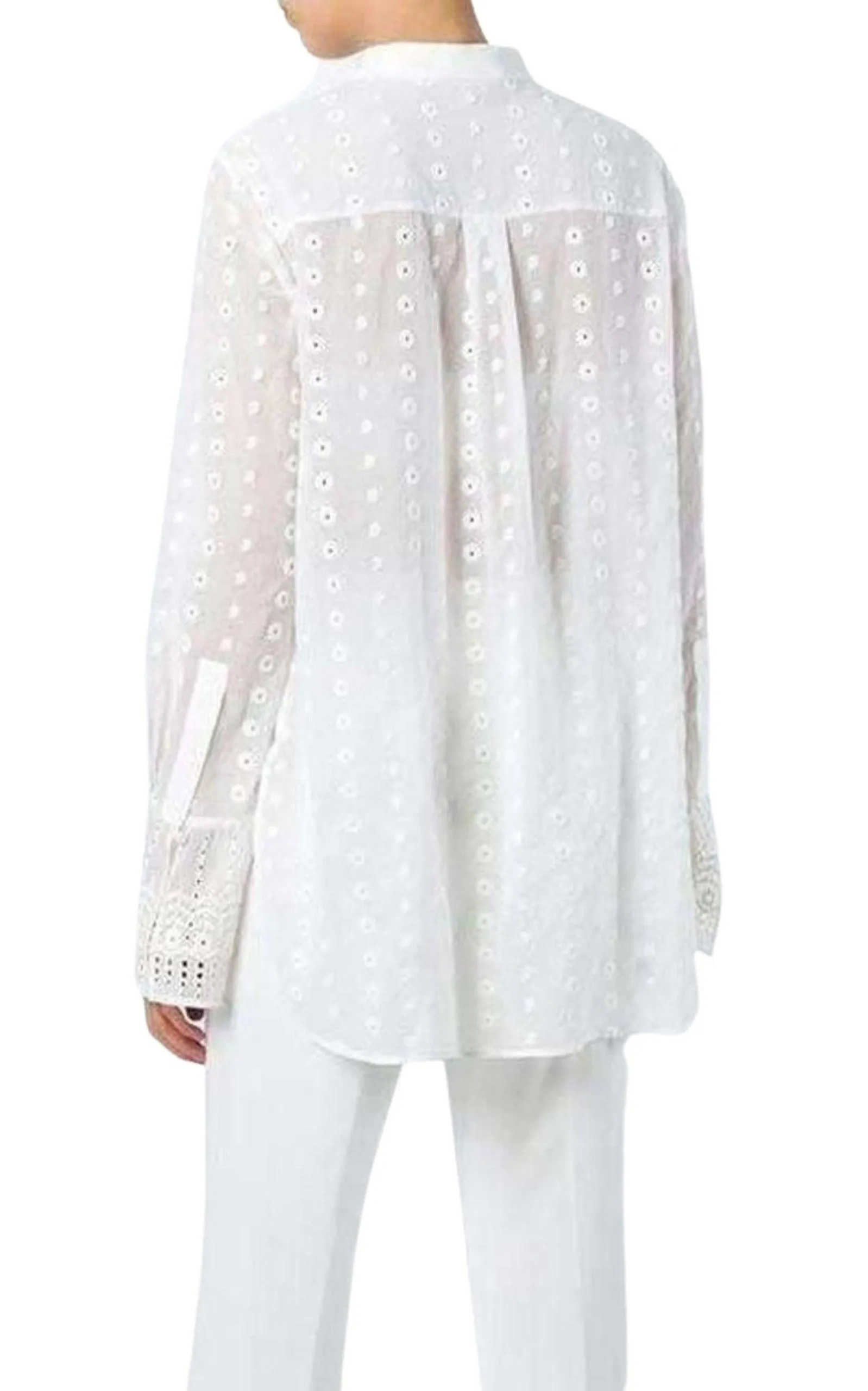 White Cotton Embroidered Shirt