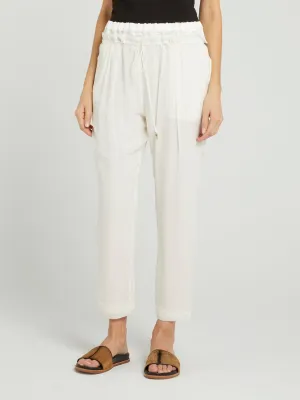 White Cropped Chiffon Pants