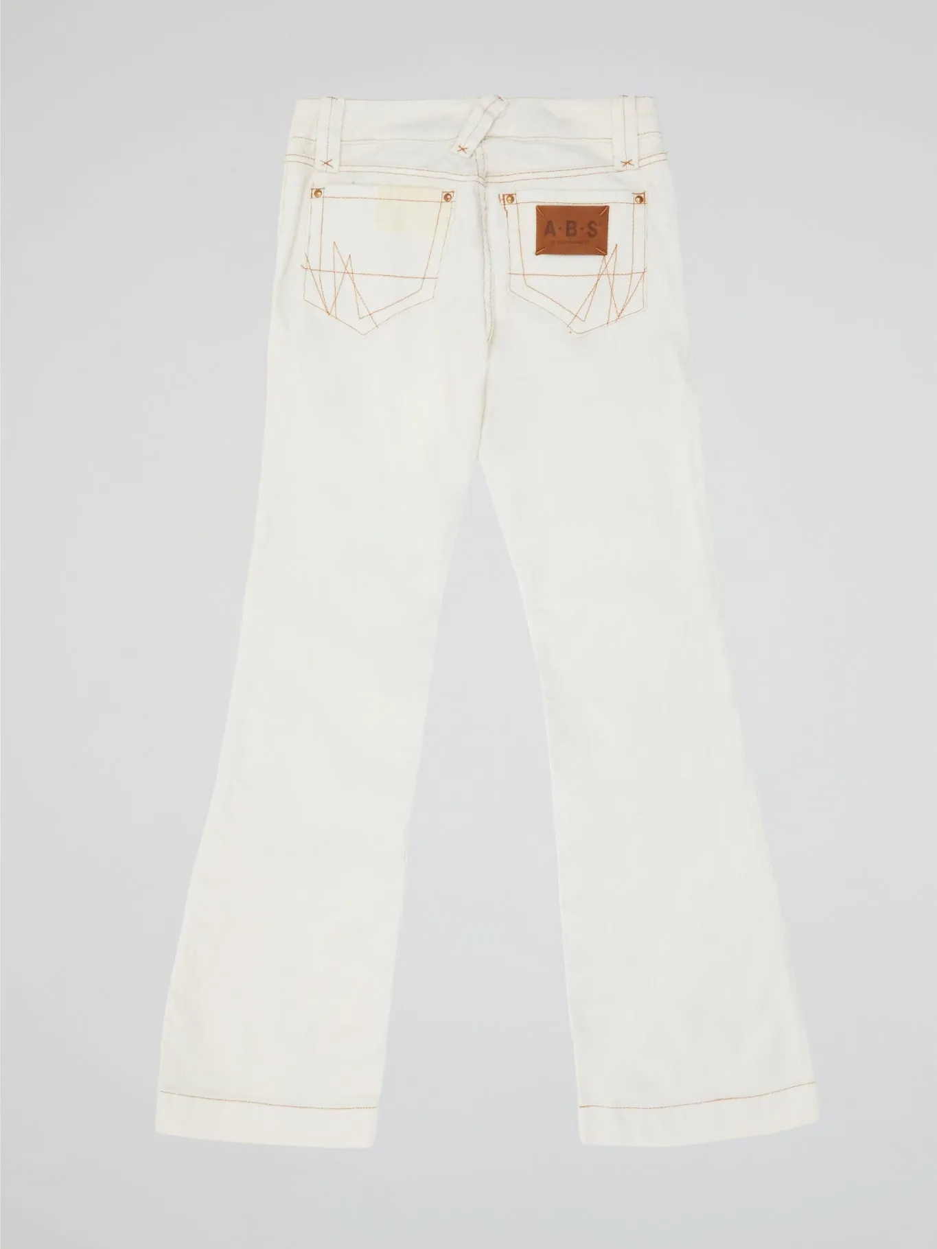 White Exposed-Stitching Flared Pants