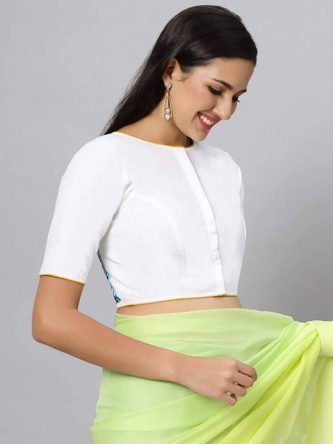 White Krishna Hand painted Blouse