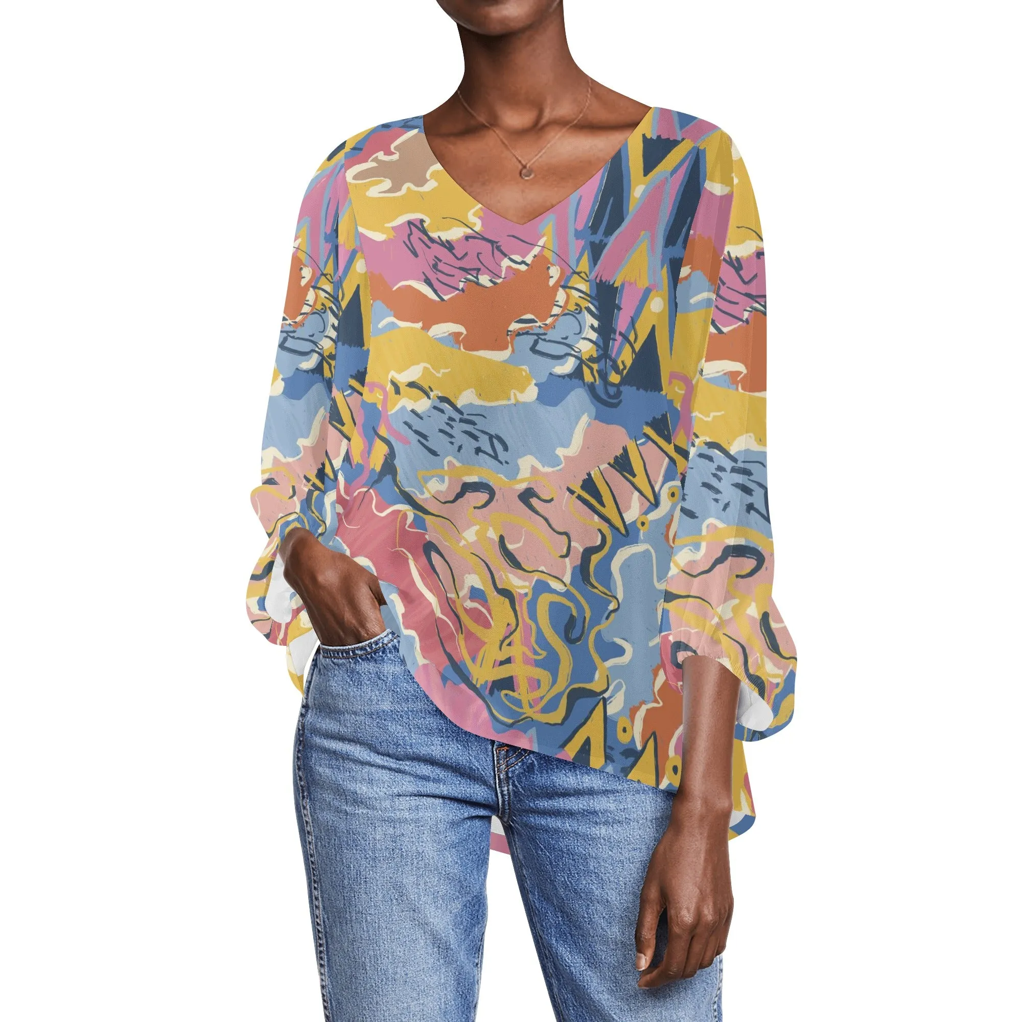 Women Long Sleeve Puff Sleeve Blouse