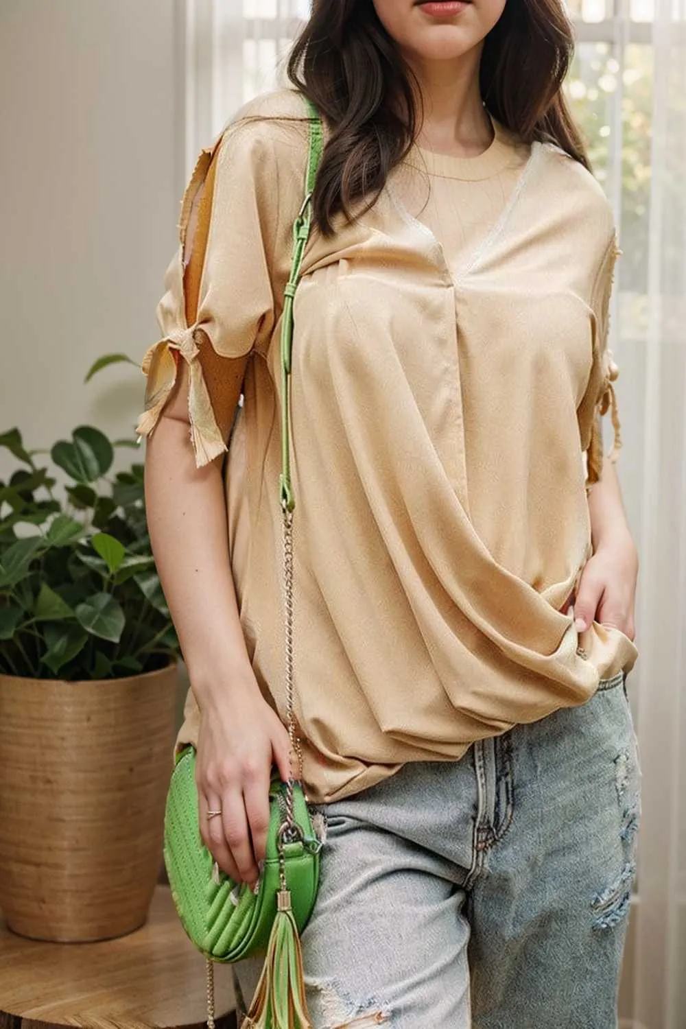 women s blouses loose solid belted long sleeve blouse