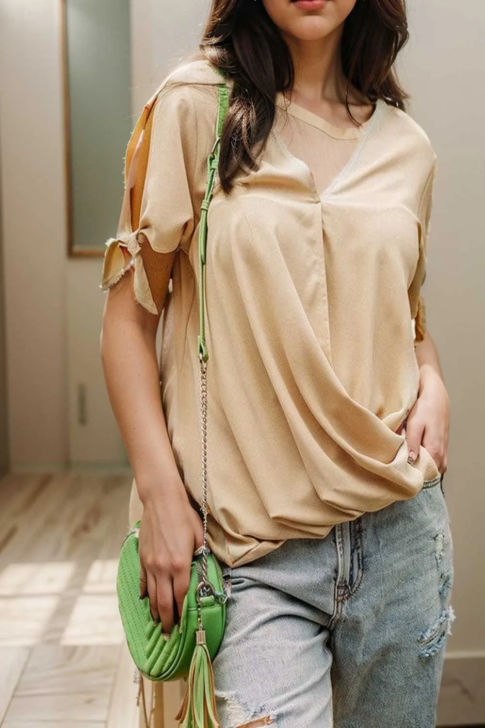 women s blouses loose solid belted long sleeve blouse