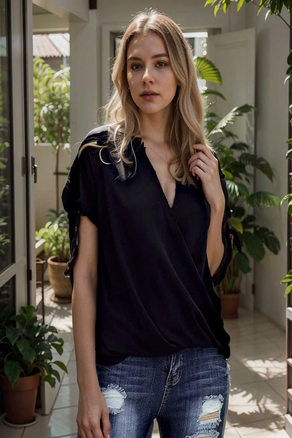 women s blouses loose solid belted long sleeve blouse