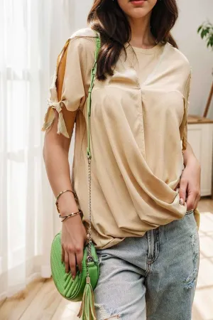 women s blouses loose solid belted long sleeve blouse