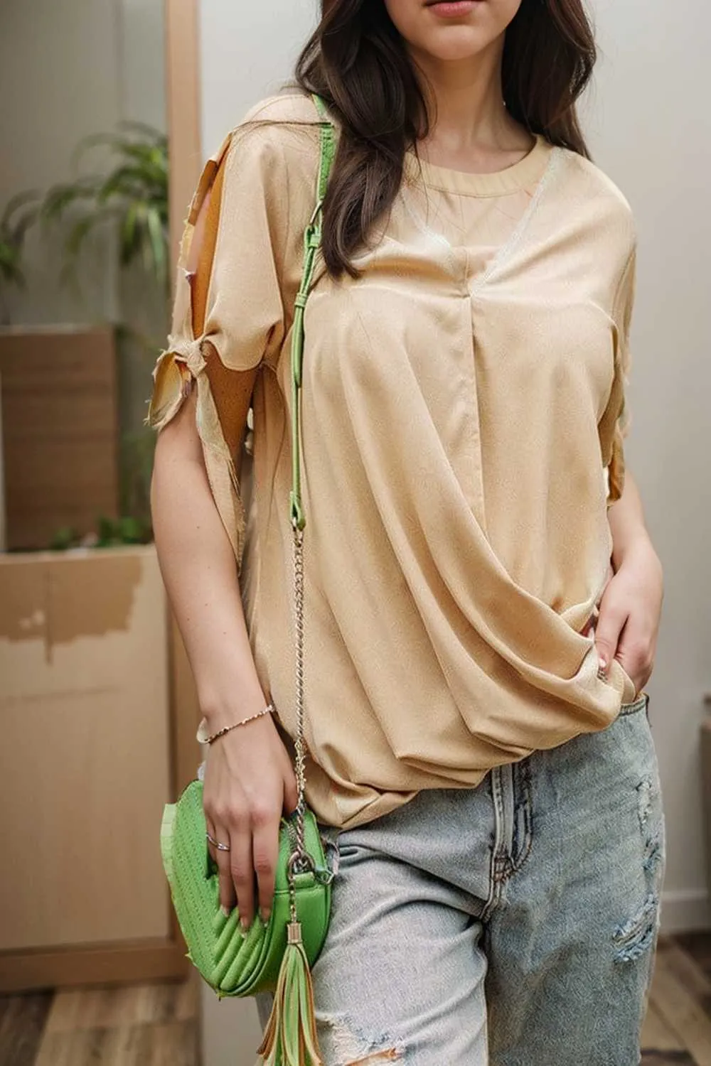 women s blouses loose solid belted long sleeve blouse