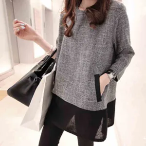 Women Tops And Blouses Fashion Plus Size Women Clothing O-Neck Long Sleeve Linen Shirts White Grey XXXL 4XL 5XL