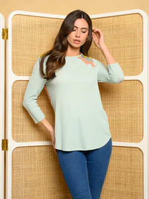 WOMEN'S 3/4 SLEEVE BACK MULTI COLOR TOP