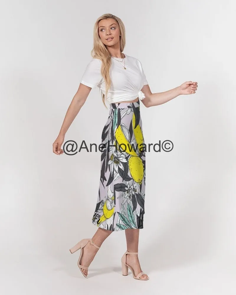 Women's A-Line Midi Skirt Lemon Tree