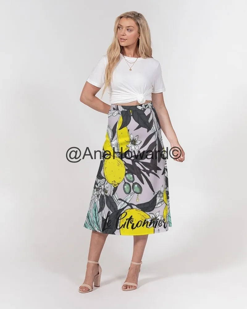 Women's A-Line Midi Skirt Lemon Tree