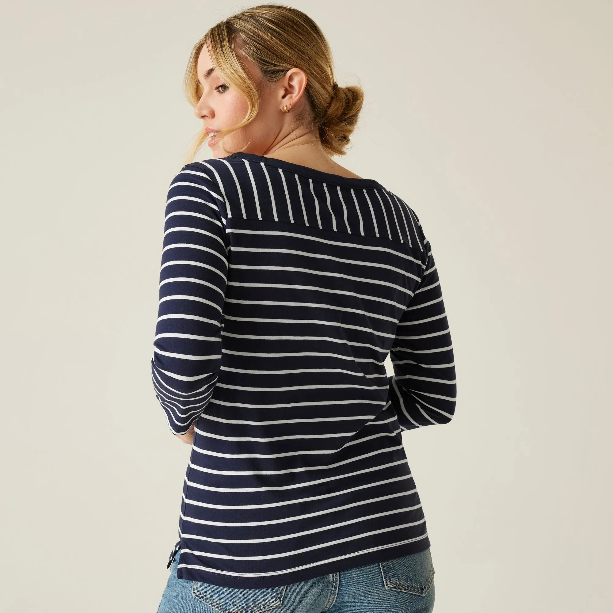 Women's Bayletta II 3/4 Sleeve Top | Navy White Stripe