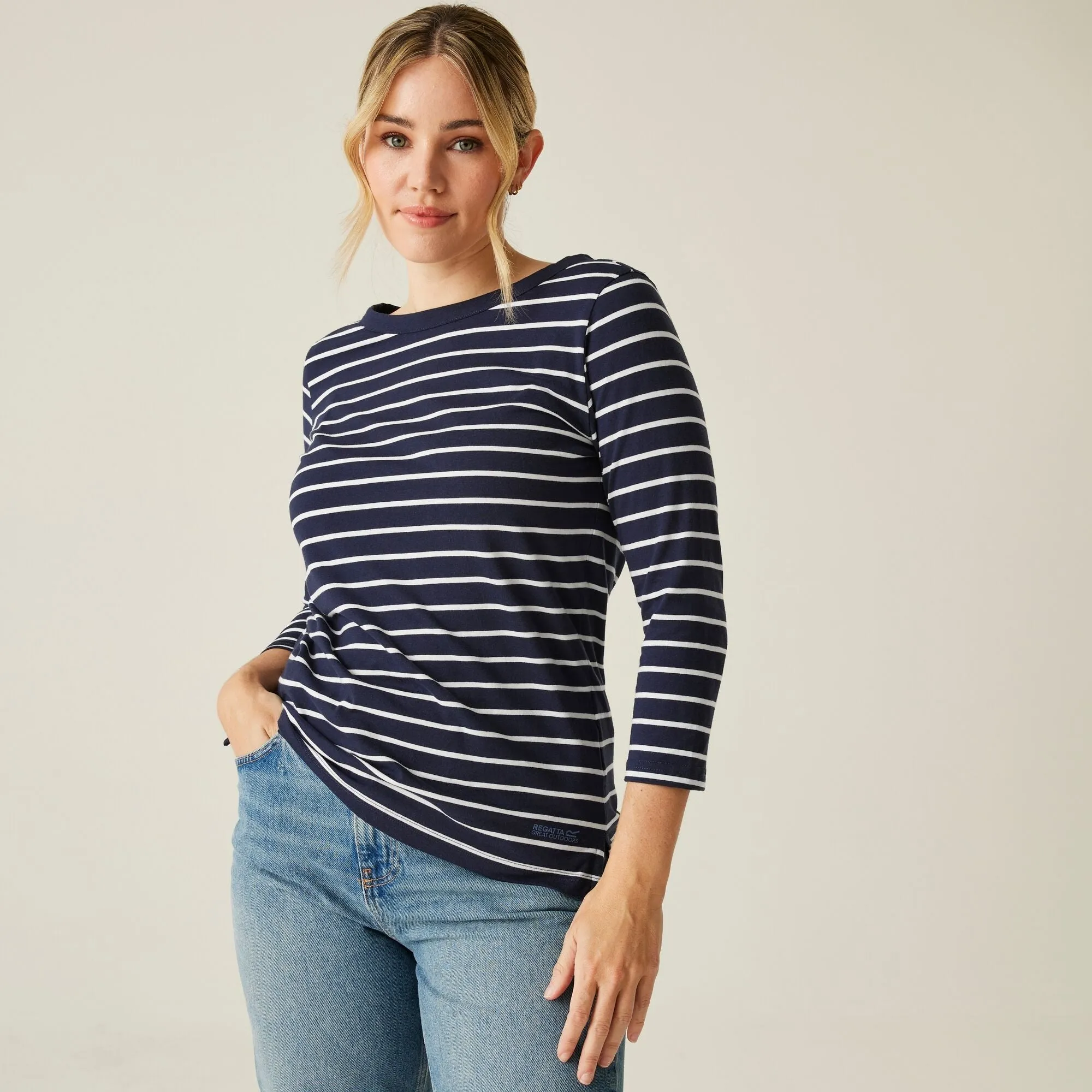 Women's Bayletta II 3/4 Sleeve Top | Navy White Stripe