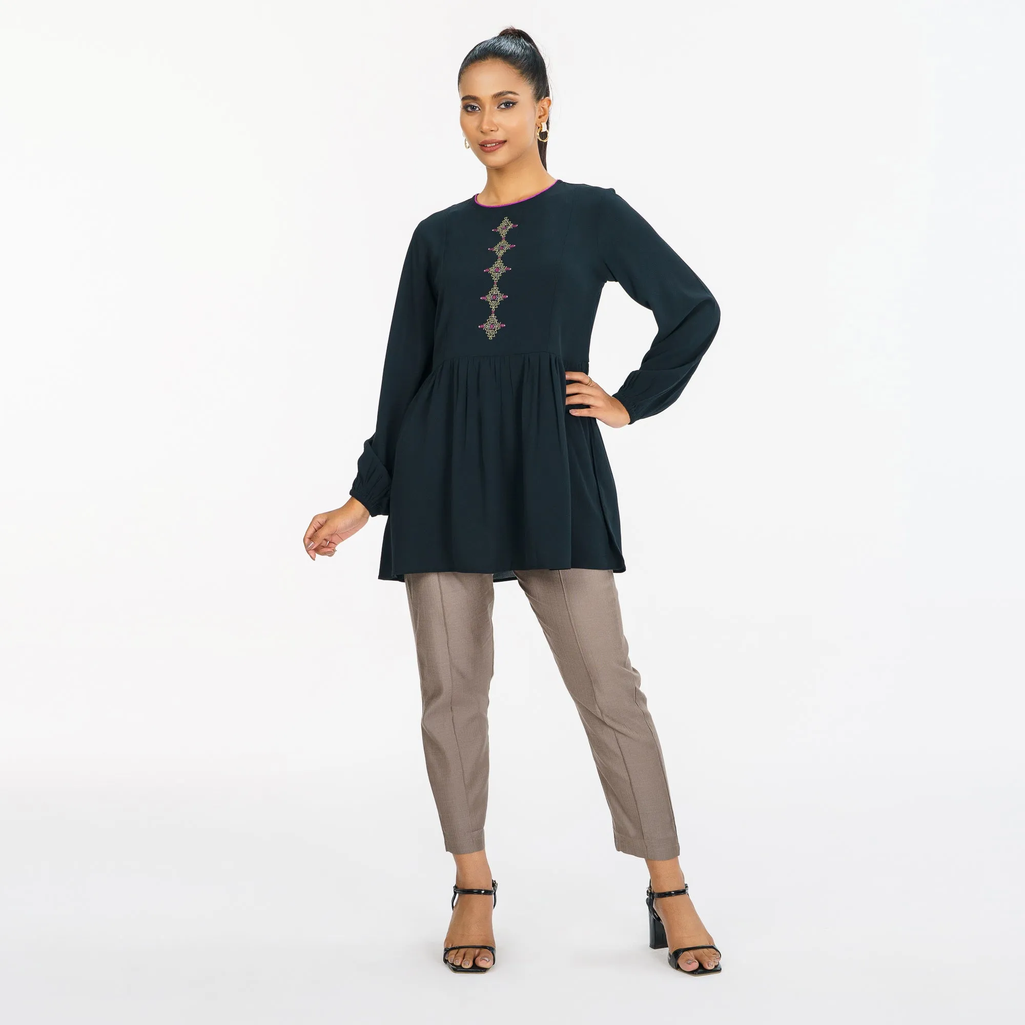 Womens Black Workwear Top