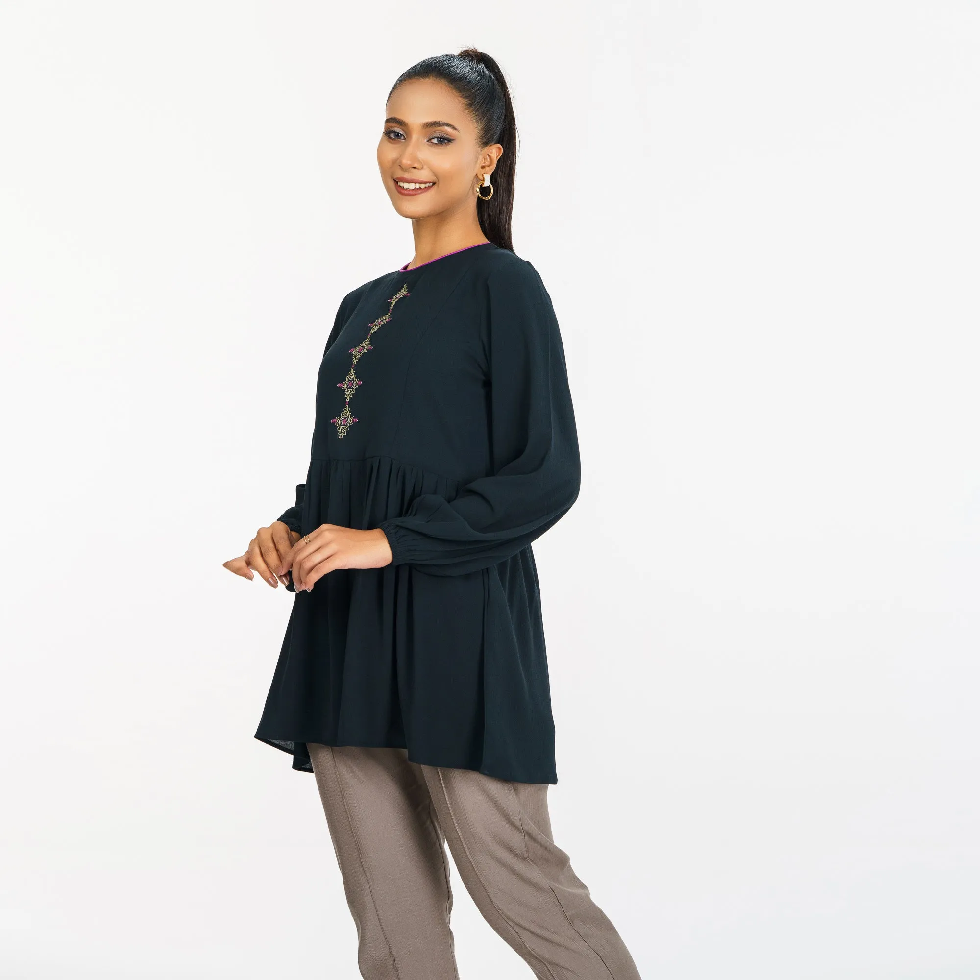 Womens Black Workwear Top