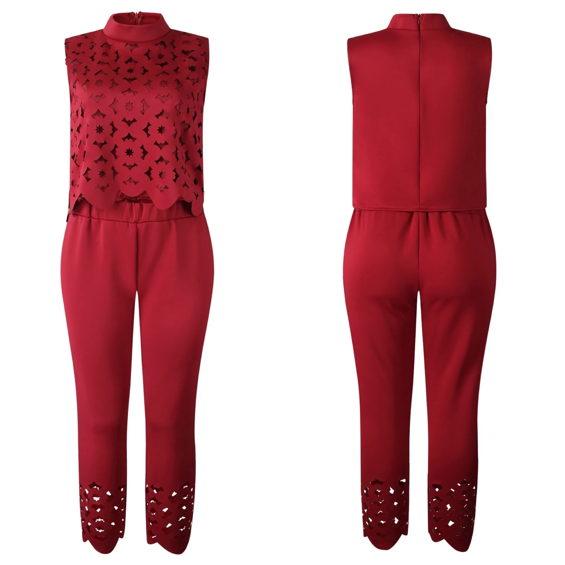Women's lacy Cropped Top with Lacy Pants Two Piece Set