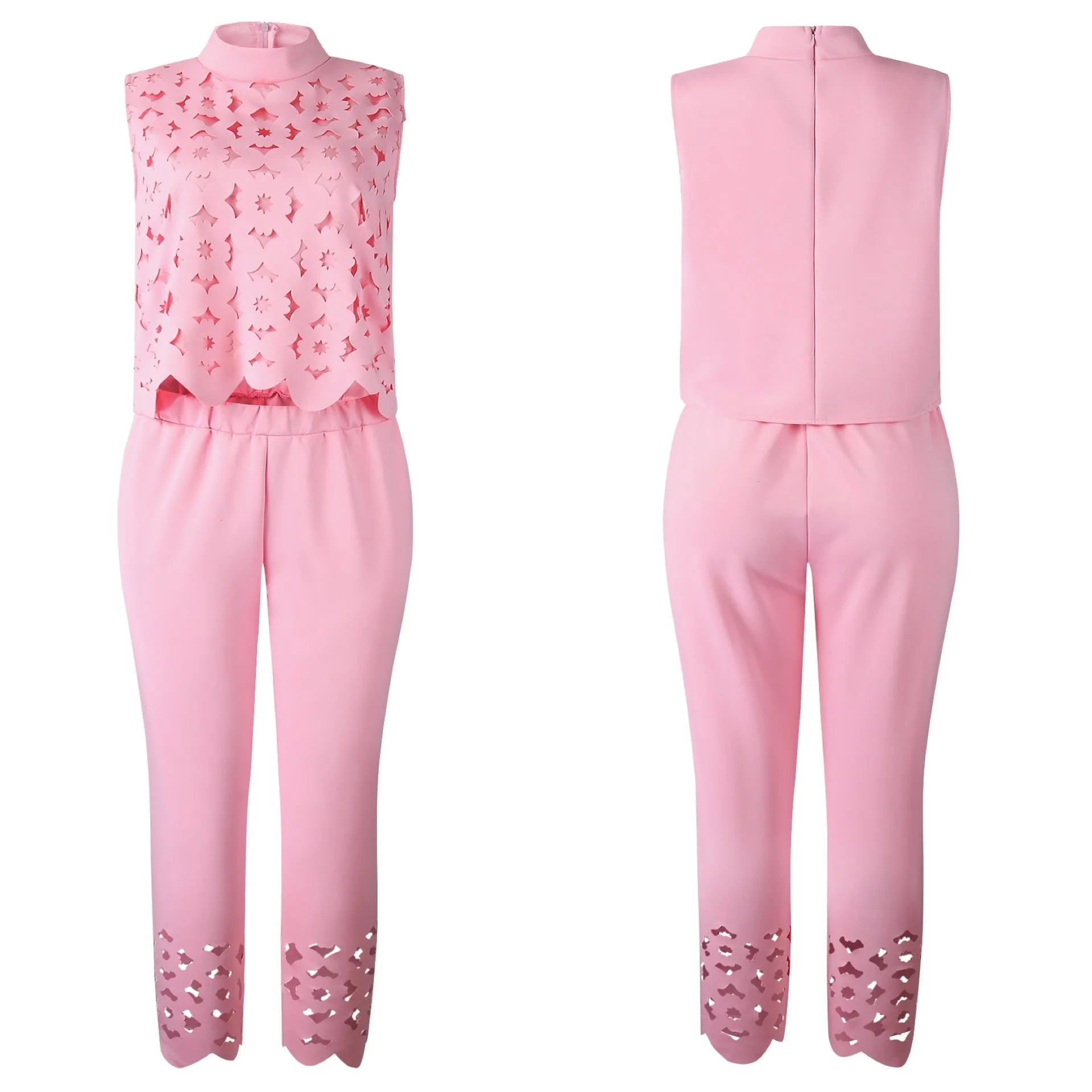 Women's lacy Cropped Top with Lacy Pants Two Piece Set