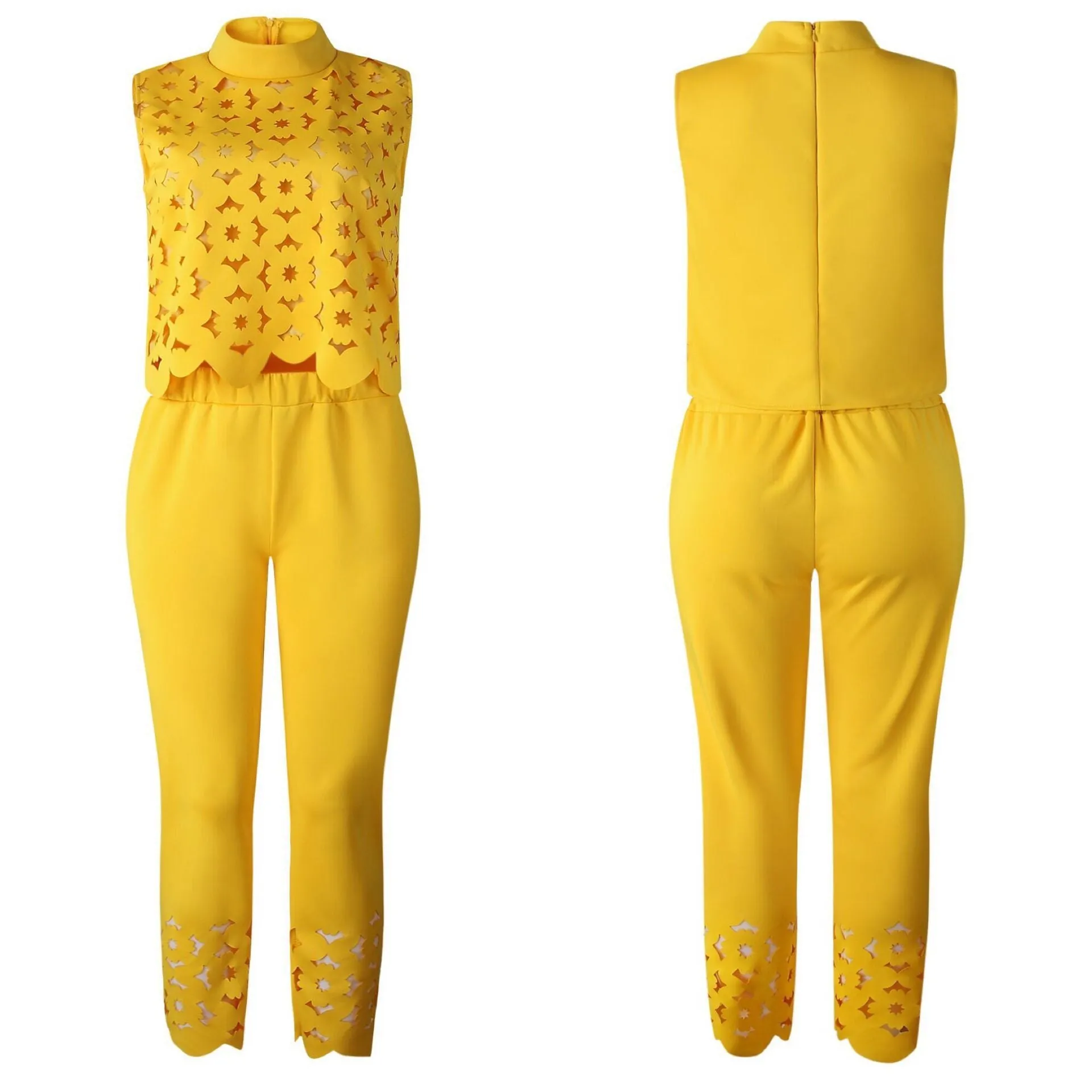 Women's lacy Cropped Top with Lacy Pants Two Piece Set
