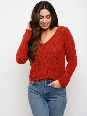 WOMEN'S LONG SLEEVE CROP SWEATER TOP