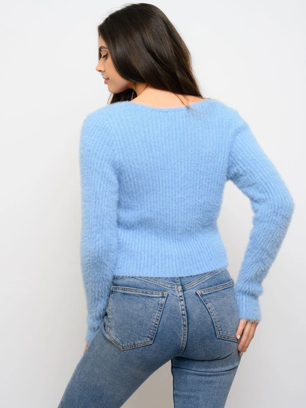 WOMEN'S LONG SLEEVE FUZZY TOP
