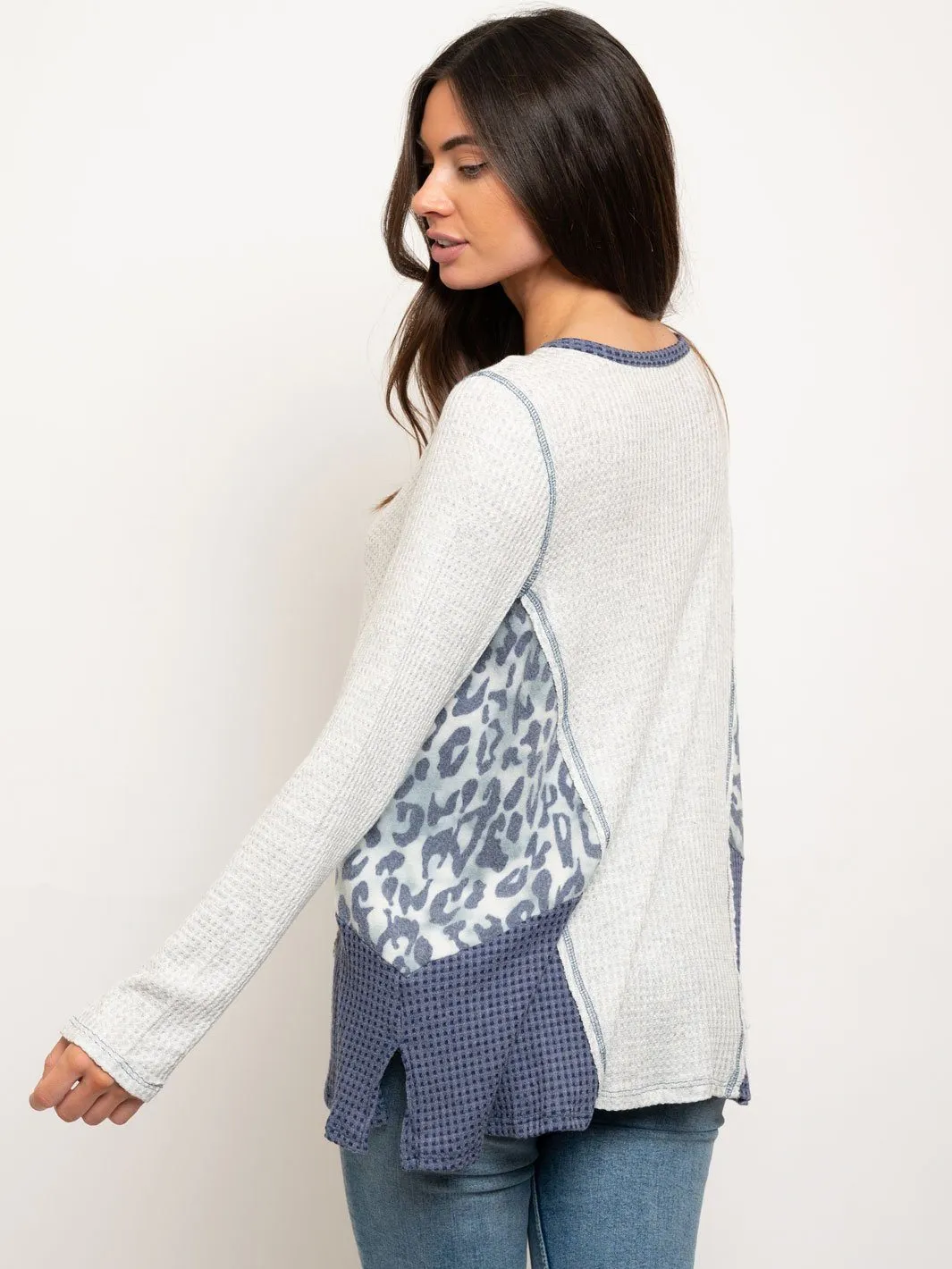 WOMEN'S LONG SLEEVE MULTI PRINT TOP