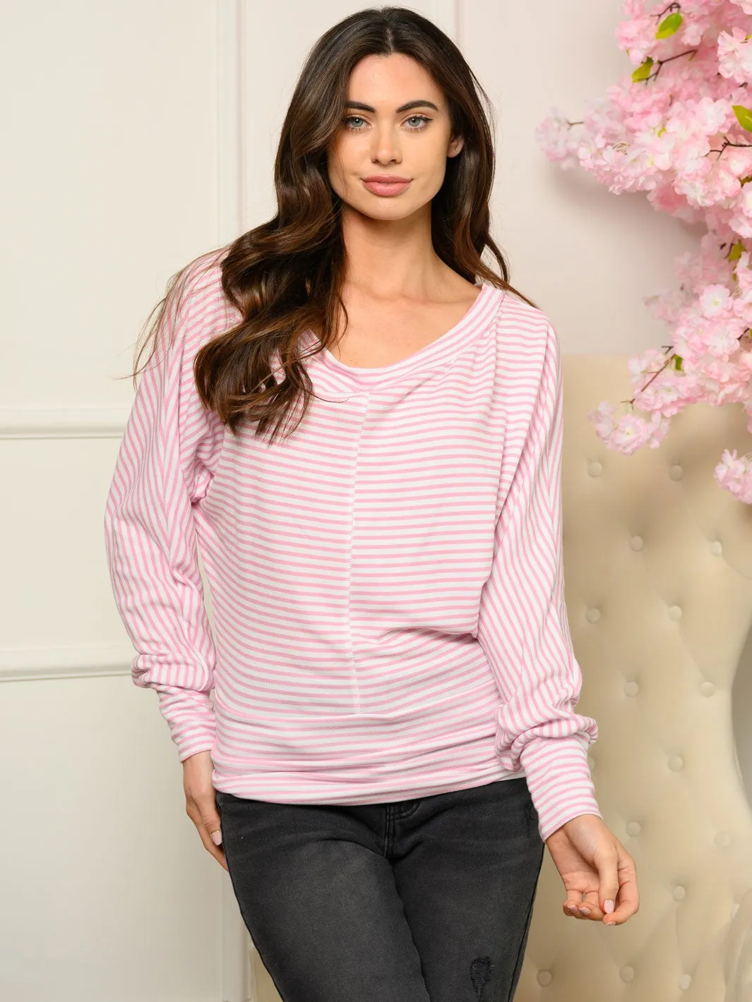 WOMEN'S LONG SLEEVE STRIPES TOP